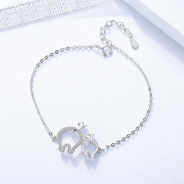 

silver bracelet 925 cute pig lace up chain link bracelet women charming bangle birthday fine jewelry, Golden;silver