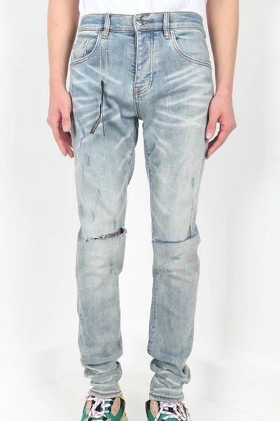 

vintage features mens jeans pants streetwear motorcycle style locomotive zipper biker pants classic slim for men, Blue