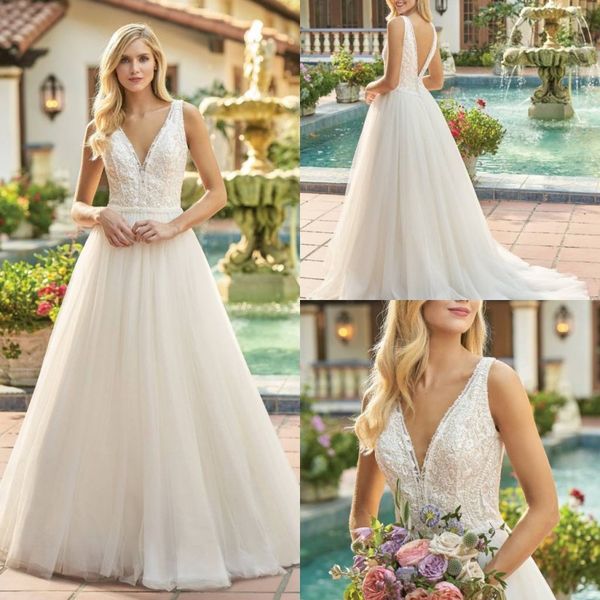 

жасмин 2019 свадебные платья сексуальная глубокий v-образным вырезом спинки кружева аппликации свадебные платья развертки поезд a-line сваде, White