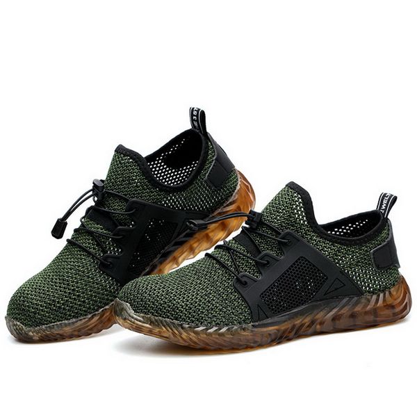 

adisputent dropshipping men and women steel toe air safety boots indestructible ryder shoes light work sneakers breathable shoes, Black
