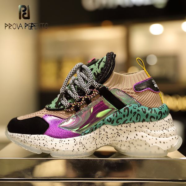 

prova perfetto web celebrity sneakers leopard rubber sole platform increased sneakers casual shoes celebrity street shoes women y200424, Black