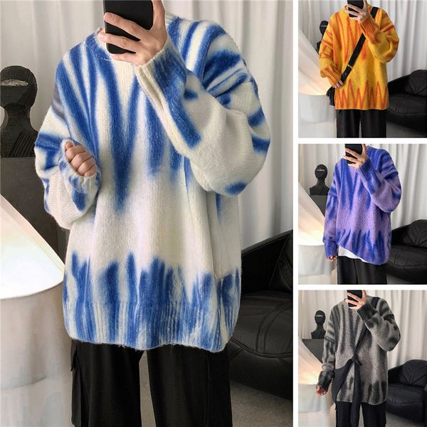 

winter sweater men's trendy loose wild round neck knitwear bottoming sweater new pullovers g24, White;black