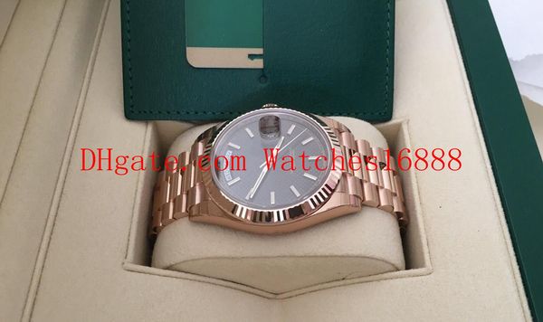 

men's wristwatches day-date president 40mm rose 18k gold 228235 chocolate motif automatic movement mens watch including box, Slivery;brown