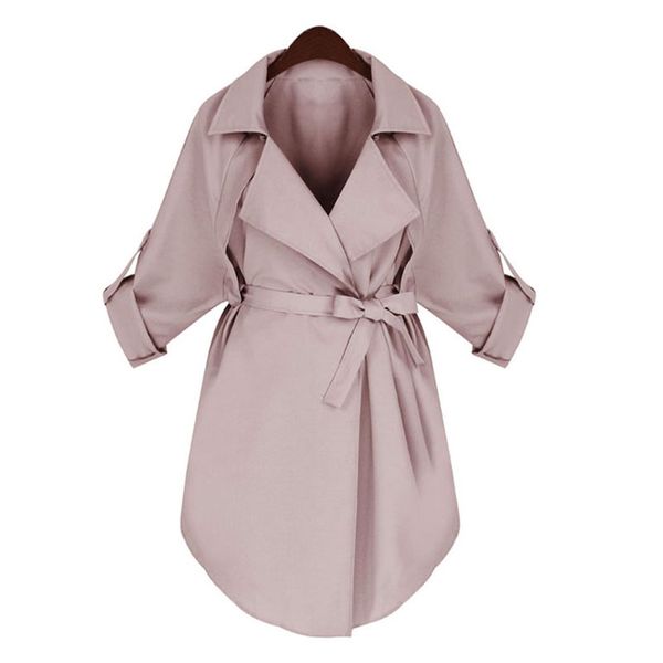 

2017 women trench coat spring autumn new elegant turn-down collar long cotton slim waist outwears with sashes plus size zd1120, Tan;black