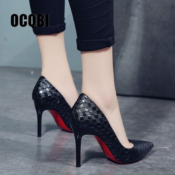 

shallow mouth womens fashion woman high heels female party dress 8cm pointed toe ladies pumps shoes y200702, Black