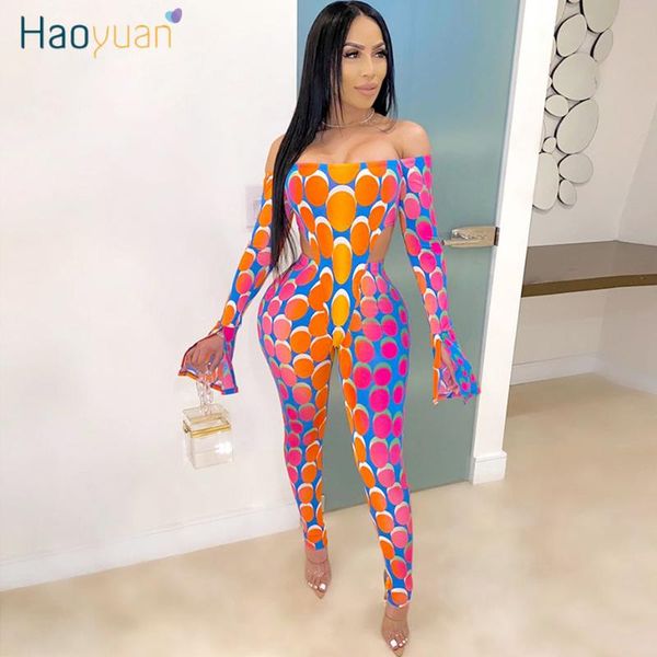 

haoyuan two piece set summer clother for women festival matching sets off shoulder bodysuit pant suits 2 piece club outfits, White