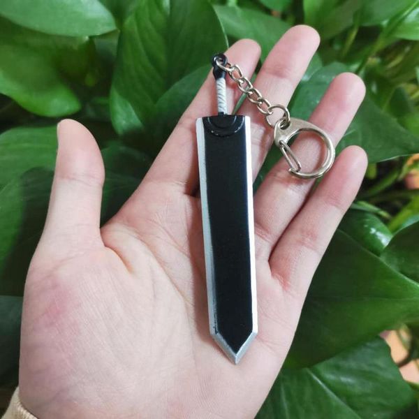 

rj game berserk sword keychains black swordsman guts dragonslayer sword metal key holder for men car keyring cosplay jewelry, Silver