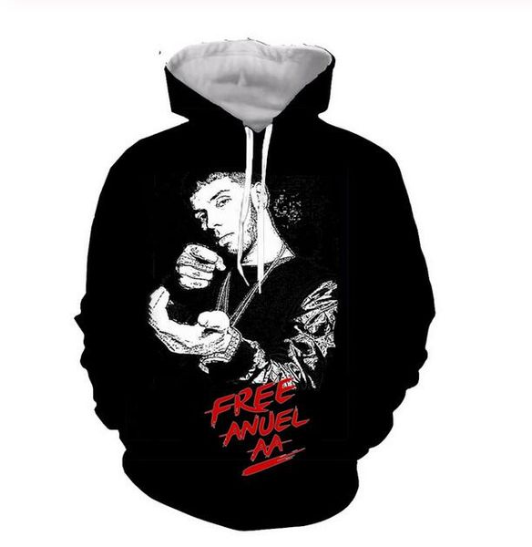 

new fashion harajuku style 3d printing hoodies anuel men women autumn and winter sweatshirt hoodies coats rr0279, Black