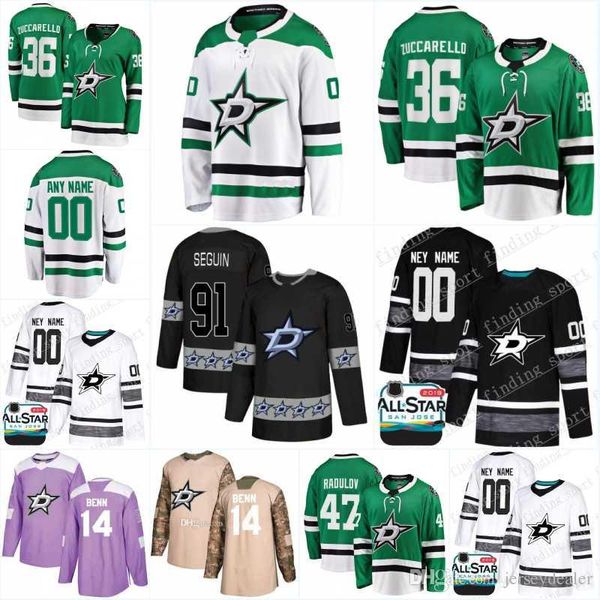 

36 Mats Zuccarello New Season Dallas Stars 35 Anton Khudobin 17 Andrew Cogliano 21 Ben Lovejoy 14 Jamie Benn 91 Tyler Seguin Hockey Jerseys