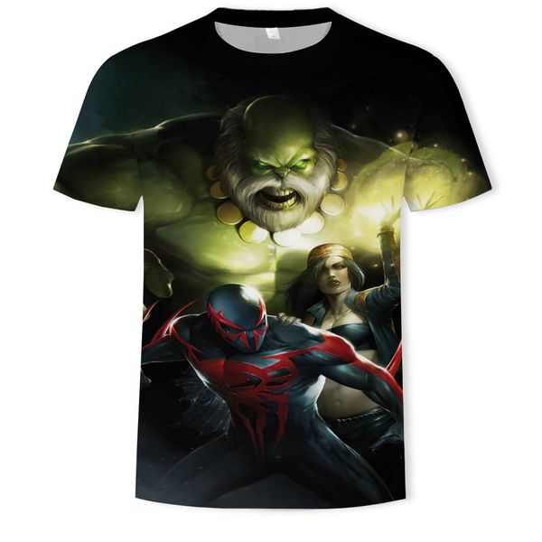 

mens designer marvel digital printing 3d fashion round collar short sleeve, White;black