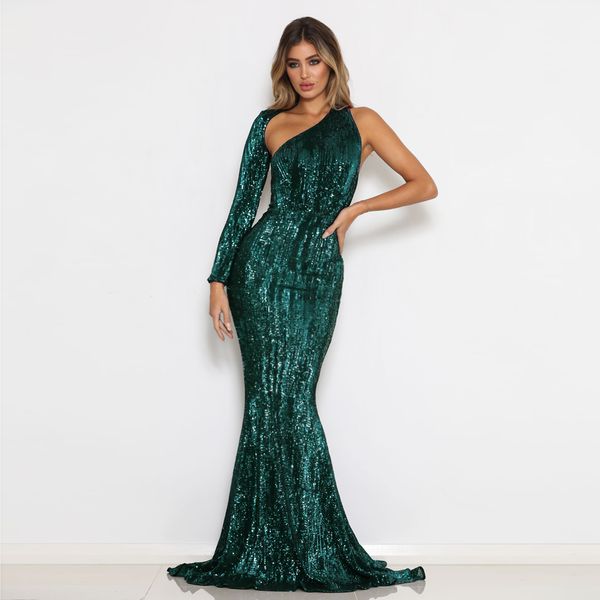 

one shoulder backless hollow out evening gown green one sleeve stretchy long prom dress maxi dress, White;black