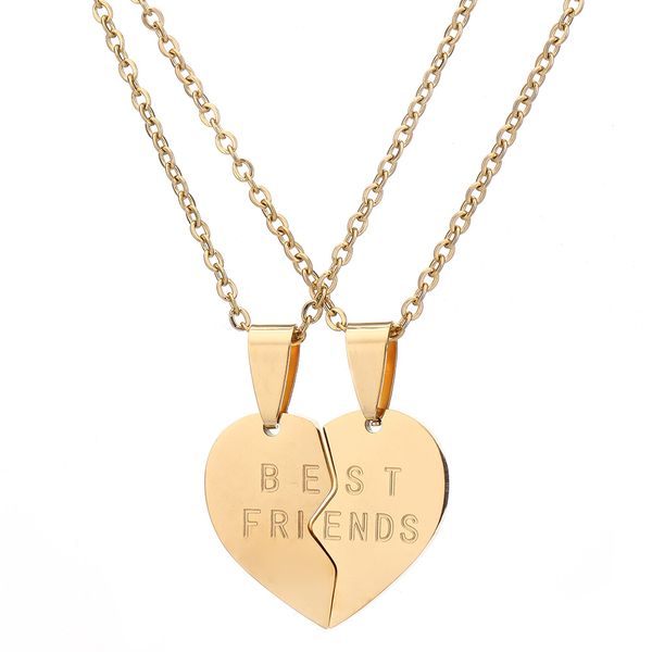 

golden fashion girls friends sisters by heart necklace stainless steel friendship chain pendant necklaces for women girls friendship, Silver