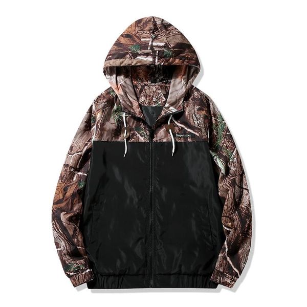 

men's jackets men tactical jacket trees camouflage print outdoor windbreaker male hooded coat hunting windproof long sleeve s-2xl, Black;brown