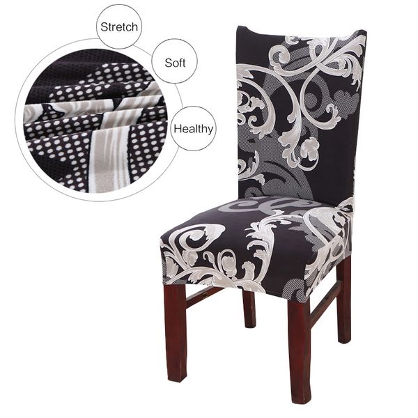 

vintage dark printing dining chair cover removable elastic banquet folding dining room chair cover for modern kitchen