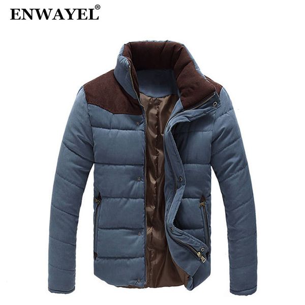 

enwayel autumn winter stand collar jacket men parka quilted padded wadded windbreaker male mens jackets and coat parkas overcoat, Tan;black