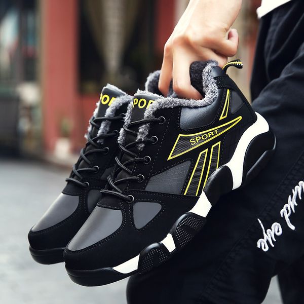

2019winter new cotton shoes men's plus velvet padded warm leisure sports shoes men's and women's outdoor travel cotton, Black