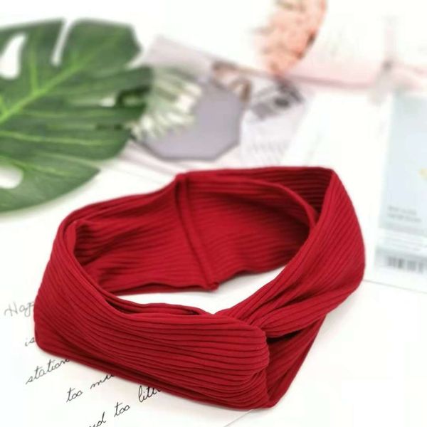 

wholesale dhl shipping vintage knit wool cross hair band wild temperament head rope headbands fabric hair accessory, Black;brown