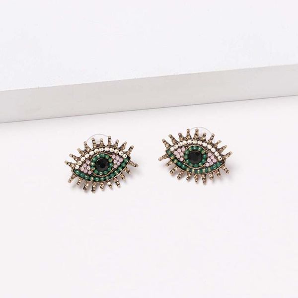 

fashion eye crystal stud earrings for women round circle ear jewelry brincos pendientes mujer moda joyeria marcas famosas, Golden;silver