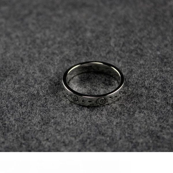 

винтажный полый тонкий призрак кольцо роскошь роскошный дизайнер узкое письмо кольцо мужчины стерлингового серебра кольцо богемный шарм, Silver