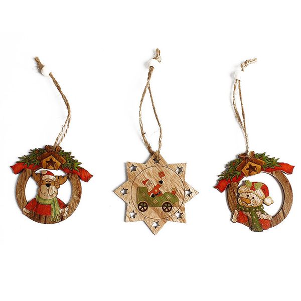 

christmas wooden deer snowman old shape christmas tree pendant decor family party bar street holiday decor props kids gift