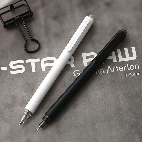 

kaco retractable gel ink pens black white 0.5mm tip black ink student writing pens school office supplies 10pcs/box