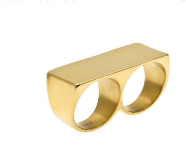 

mens double finger rings new fashion hip hop jewelry stainless steel ring mens gold rings, Silver