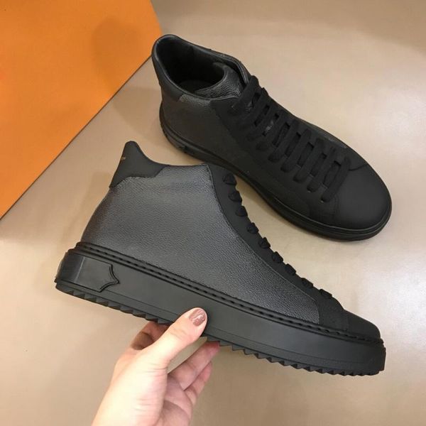

designer high-shoes for men and women real leather sneakers luxury man casual shoe with box size 38-45, Black