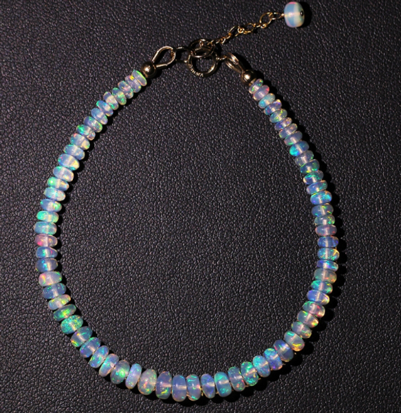 

100% ethiopian natural opal bracelet 925 silver 4-4.8mm, Golden;silver