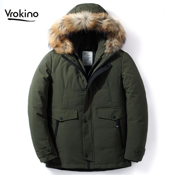 

new in 2019 men's casual thick warm slim down jacket fashion quality white duck down hooded winter jacket short brand clothing, Black