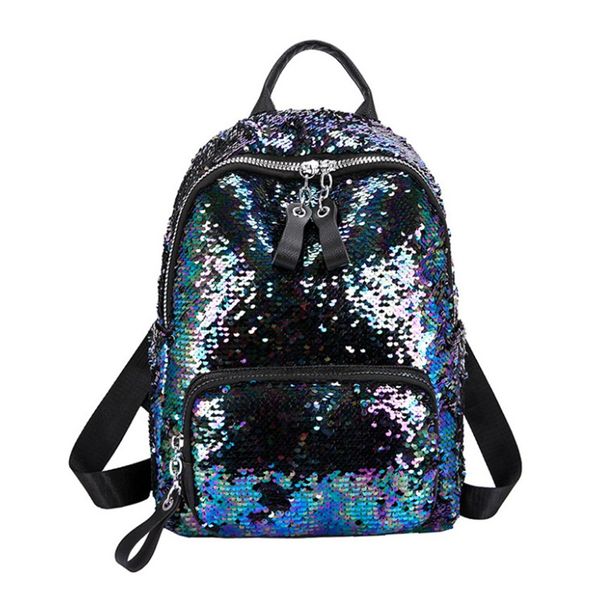 

New Glitter Bag Cool Versatile Stylish Color Changing Glitter Double Shoulder Bag Casual Travel Backpack PH-CFY20062860
