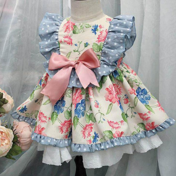 

дети испанских платьев для девочек детской лолиты принцесса vestidos лук хлопок дети birthday party цветы бального платье дреес, Red;yellow