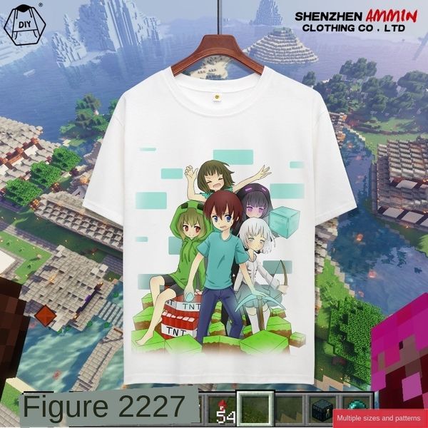 

my around the world are bitter and t-shirt clothes clothes afraid of mother's shadow dragon man minecraft short-sleeved t-shirt for boy, White