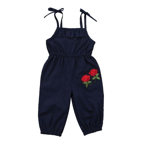 

newborn kids baby girls clothing cotton romper sleeveless summer flower cute jumpsuit outfits girl new 1-6 t, Blue