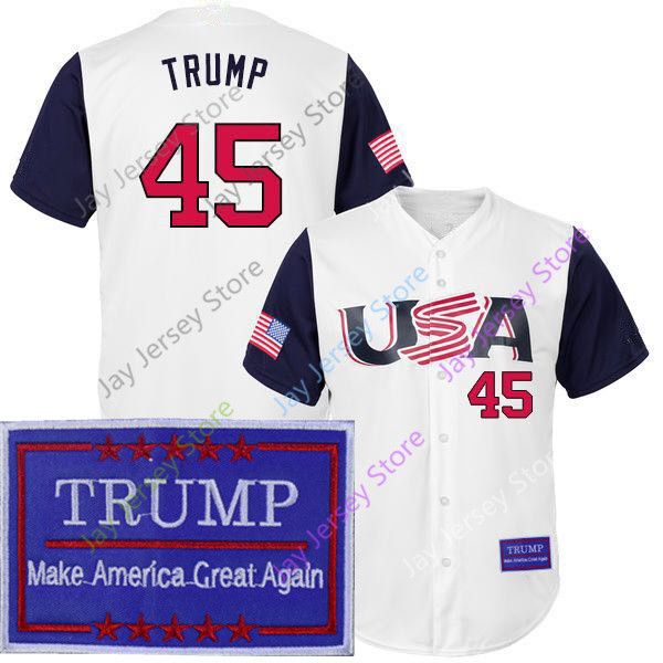 

45 President Donald Trump USA Jersey Baseball Men Women Youth Home Away White Grey All Stitched size S M L XL 2XL 3XL 4XL 5XL