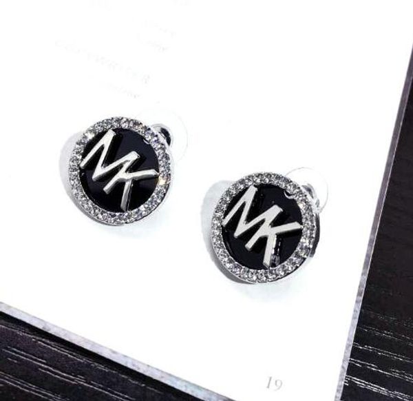 

m series rose gold and silverwith diamond heart-shaped drum face full of diamonds earrings three color selection stud earrings, White