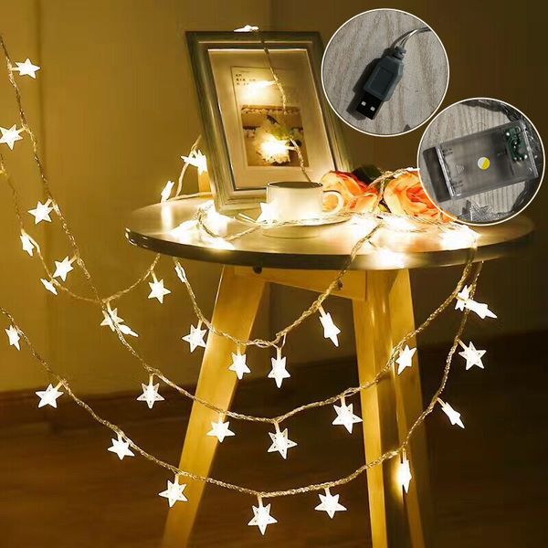 

3m 20 led stars holiday lights string battery powered fairy lights christmas new year holiday decoration usb light(no battery