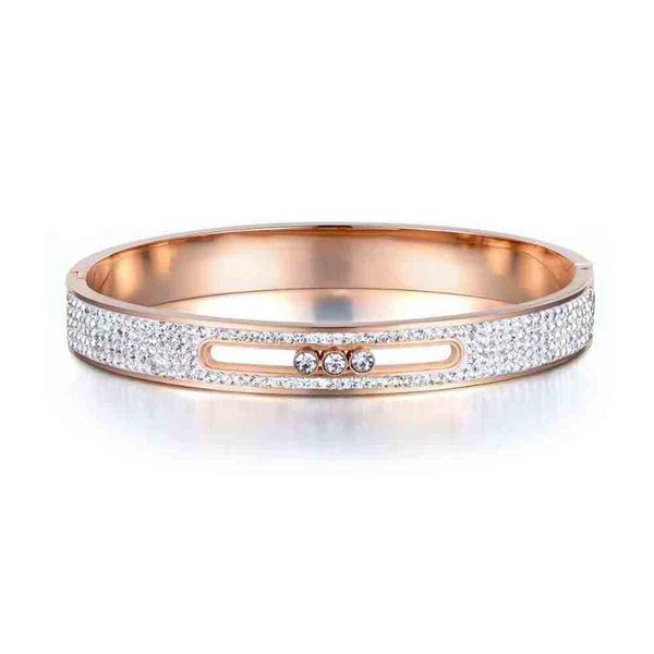 

bangle rhinestone bangles bracelets jewelry for women classic stainless steel cubic zirconia wedding female b17052, Black
