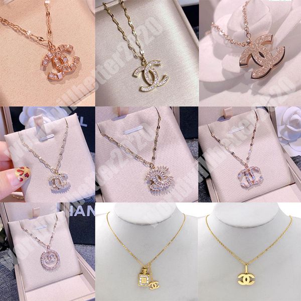 

r necklace fashion letter luxury necklace crystal diamond pendant necklaces women pearl necklaces banquet jewelry gift, Silver