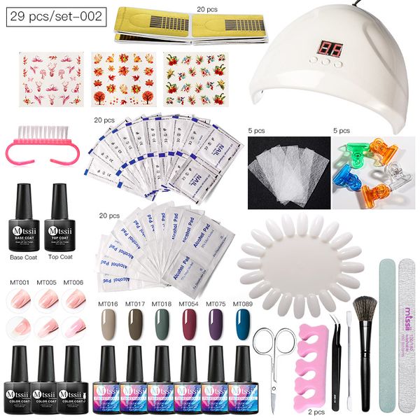 

mtssii 8ml uv led lamp for manicure set gel nail polish kit and base varnish nail tool set electric machine kit