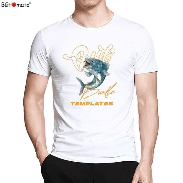

bgtomato fish tshirt funny summer tees casual tee shirt men original brand cool shirts, White;black