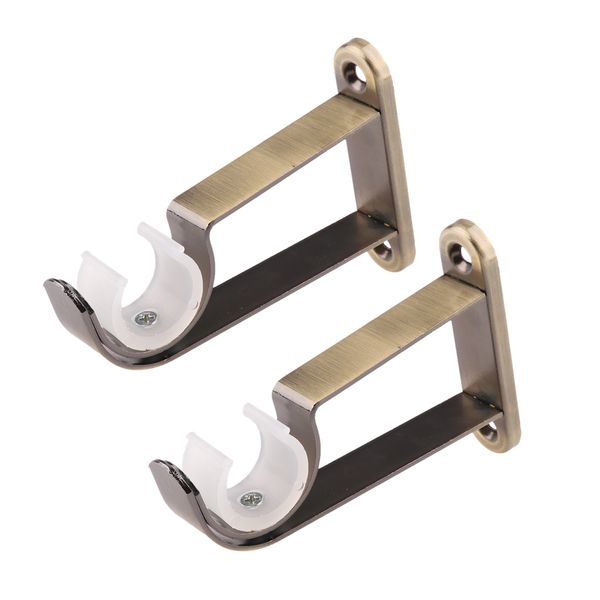 

1 pair iron window curtain drapery rod pole holders wall brackets bronze/black