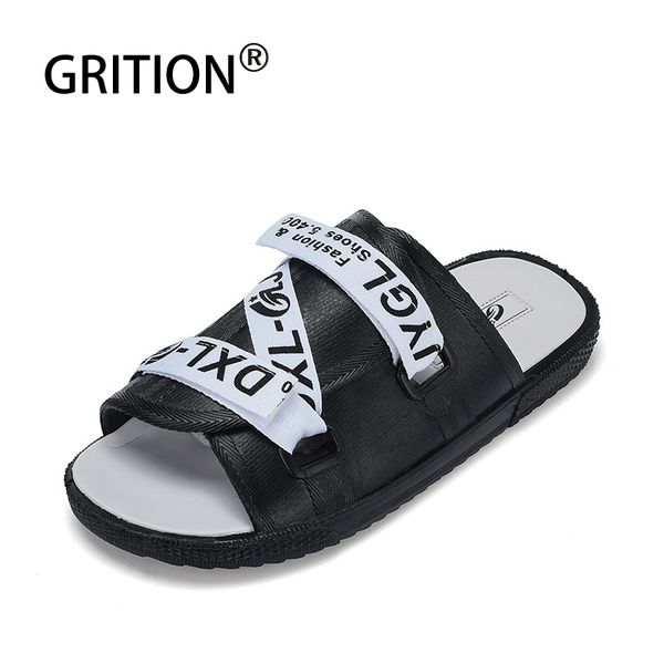 

grition men shoes flat beach platform sandals women non-leather casual gladiator loop 2019 new summer fashion comfy footwear, Black