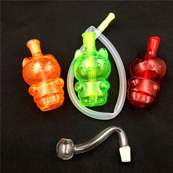 Il più nuovo colorato mini cat olio piattaforma petrolifera in vetro bong Becher borosilicato Cartoon acqua bruciatore tubi bong in vetro con tubo bruciatore a olio in vetro da 10 mm