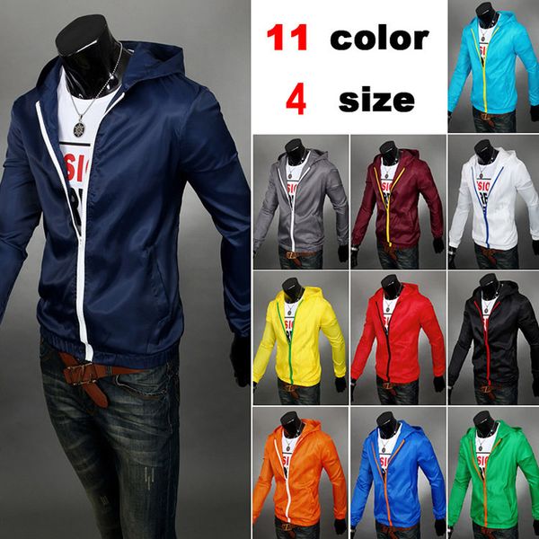 

mens fashion men waterproof super light jacket spring autumn candy color zip-up sweatshirts y248, Black;brown