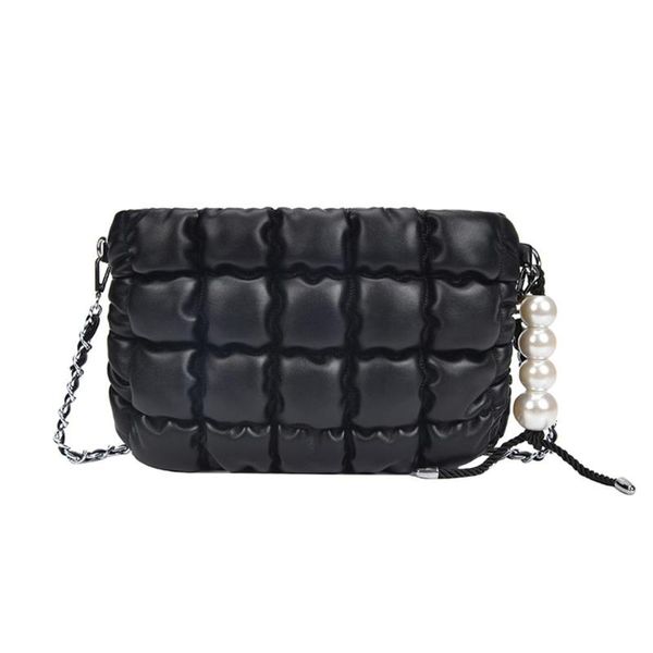 

fashion leather messenger bags women pure lightweight fashion high-quality pearl soft surface pendant shoulder handbag