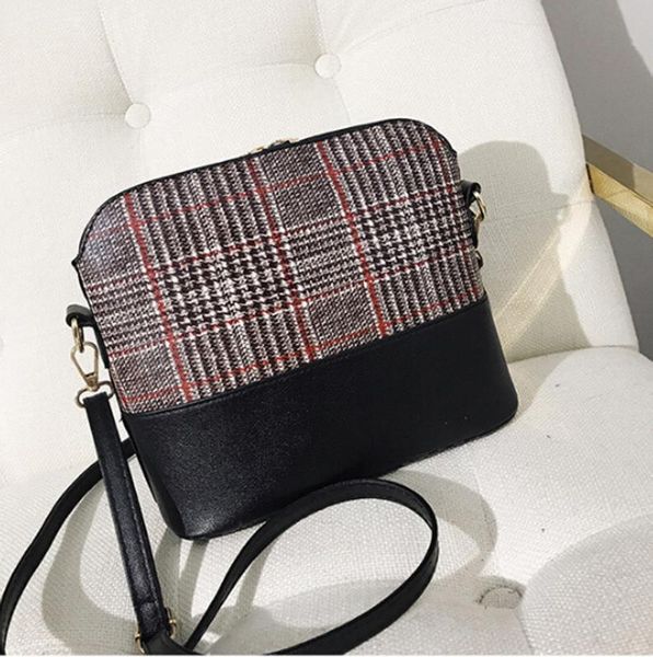 

2020 large capacity messenger handbag plaid print leather patchwork shoulder bag crossbody bags for women torebki damskie