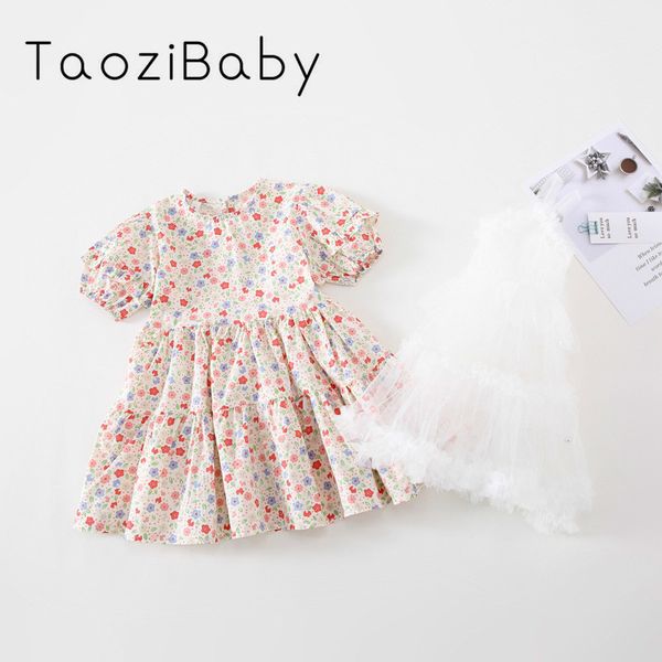 

kids dresses for girls two-piece gauze 2020 summer new korean girl's little flower princess dress + two pieces of yarn sling t200417, Red;yellow