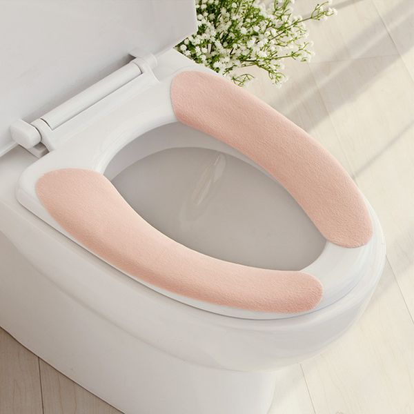 

1 pair toilet seat covers pad cushion stickers fuzzy warmer soft washable reusable js22