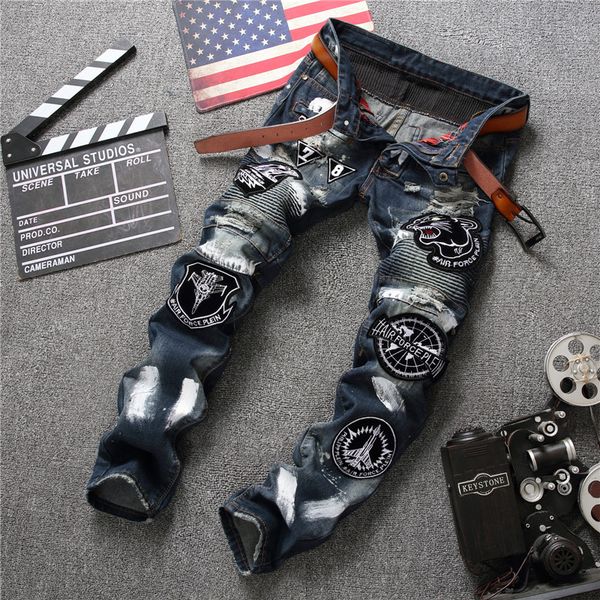 

ready stockdiscount price - tiger pattern embroidered jeans, fashionable men's personalized large vintage pants