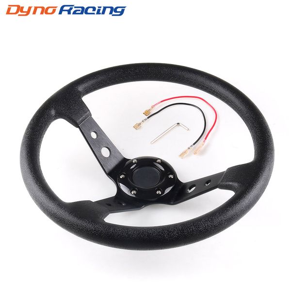 

dynoracing 14inch 350mm pu leather car racing steering wheel aluminum alloy deep corn dish sport drifting steering wheels universal